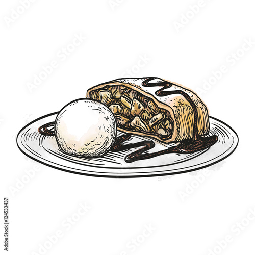 Vector illustration of apple strudel