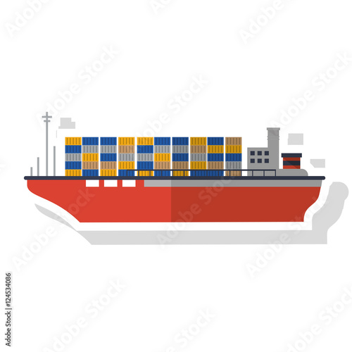 cargo ship icon. sea transportation nautical and marine theme. Isolated design. Vector illustration