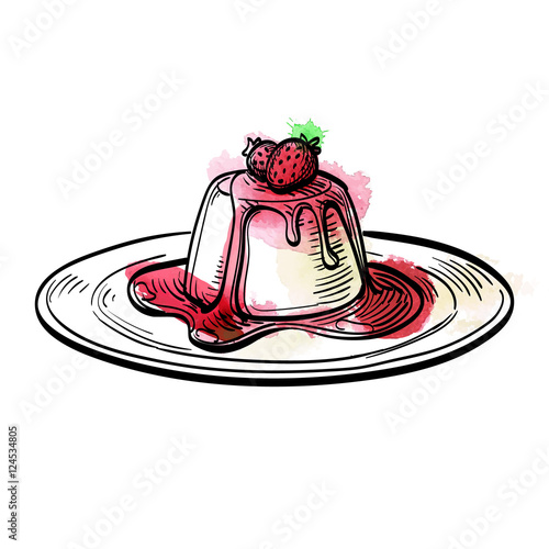 Panna cotta with strawberry