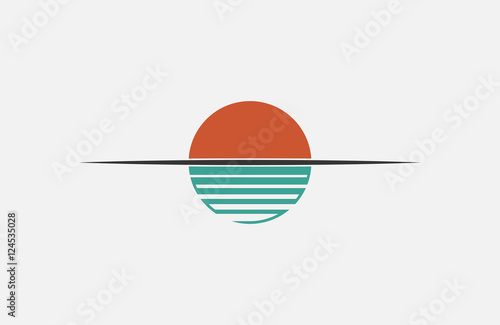 Sunet logo. Sun over the water. Minimalistic logo design