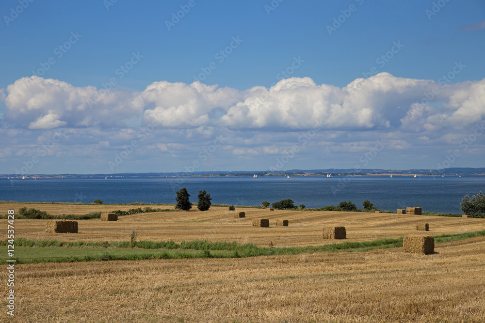 Blick überLillebælt und  Felder auf Ærø in Dänemark