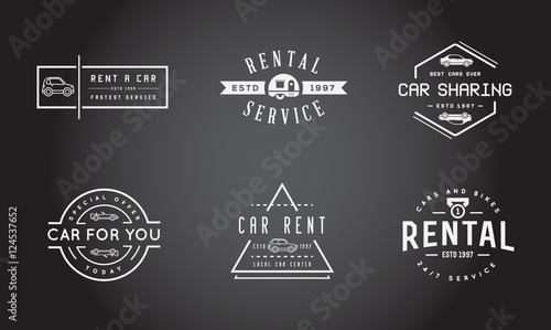 Set of Vector Car Rental Service Elements can be used as Logo or