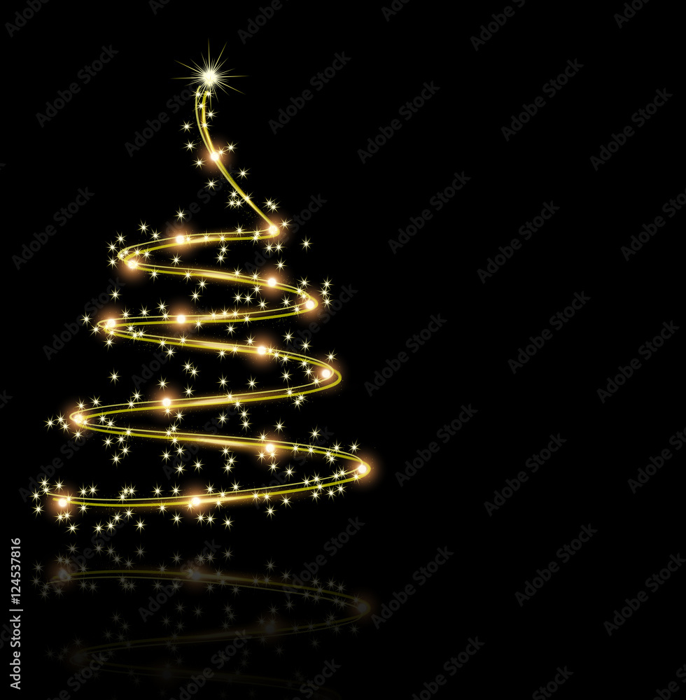 Abstract golden christmas tree on black background Abstract golden christmas tree on black background