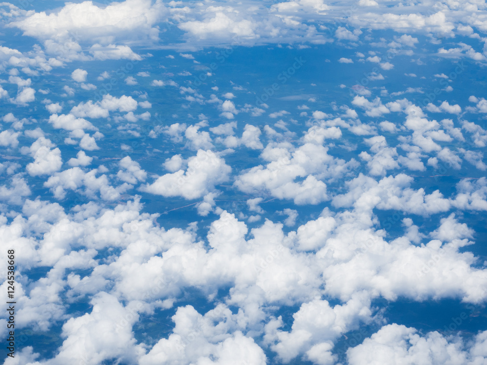 Blue perfect sky sea of clouds from high altitude Blue perfect sky sea of clouds from high altitude
