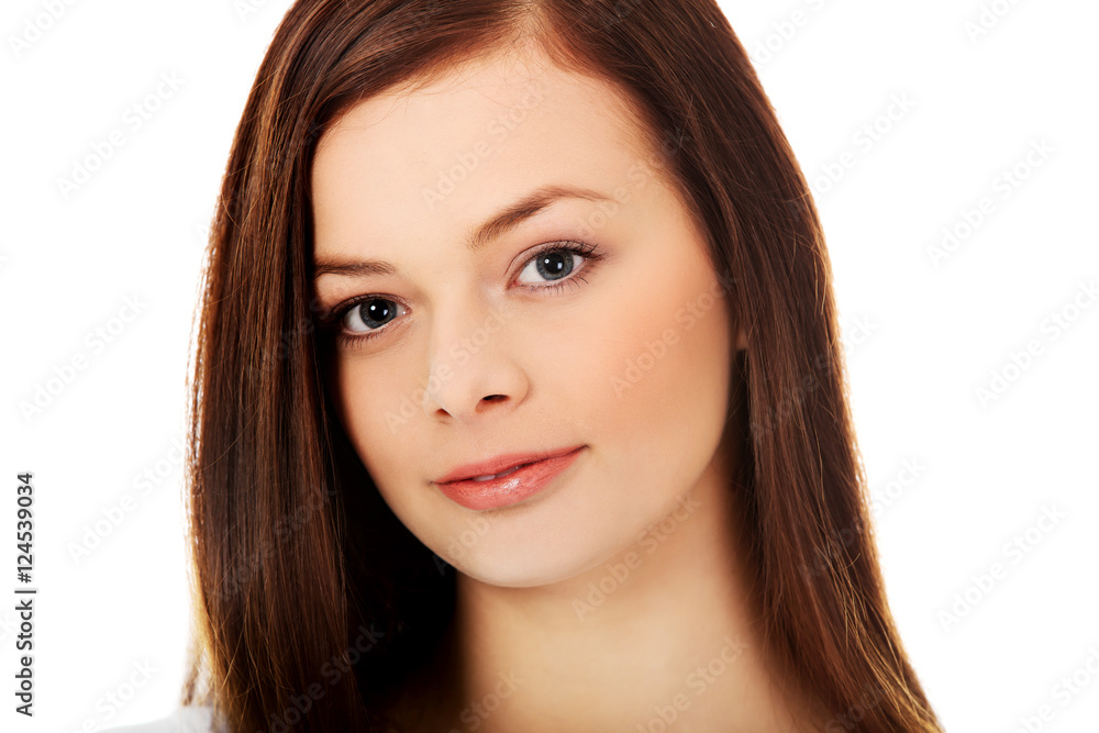 Smiling beautiful brunette young woman Smiling beautiful brunette young woman