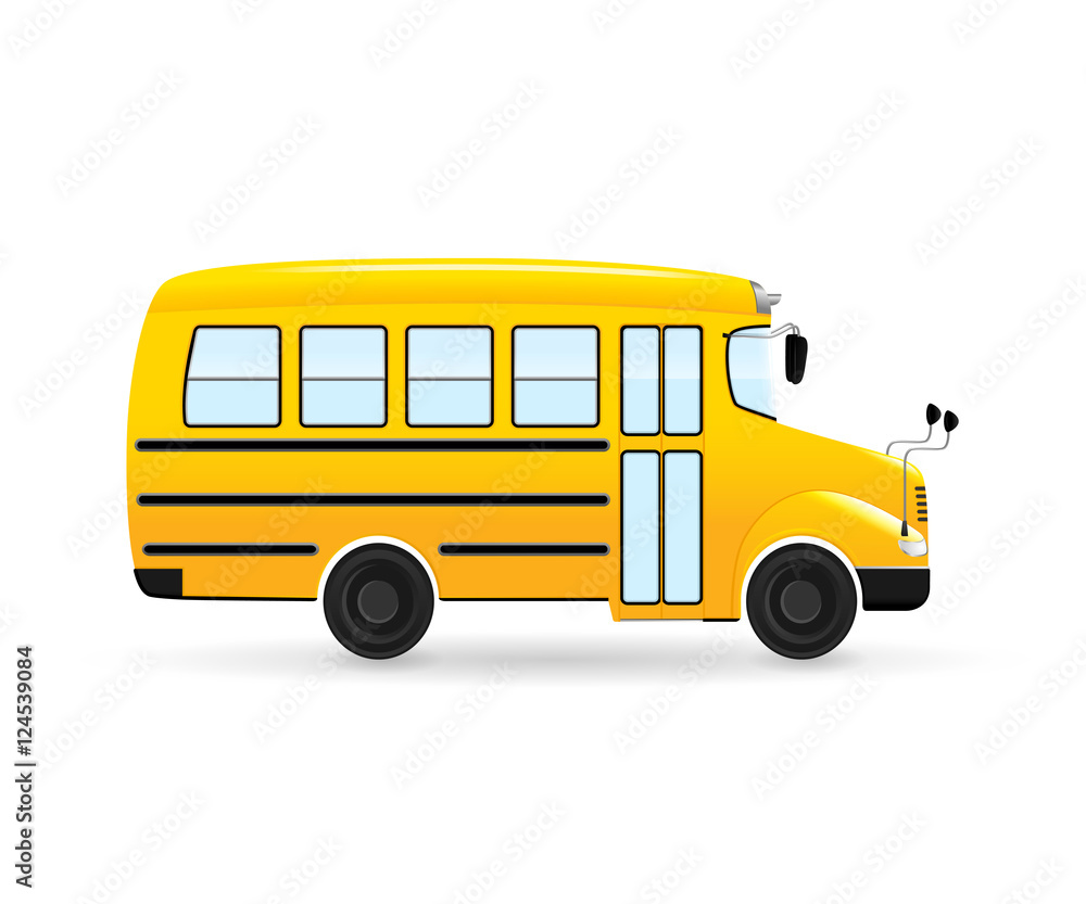 Vector cartoon school bus. Isolated from the white background.