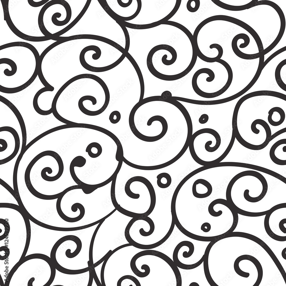 Freehand floral motifs seamless pattern Freehand floral motifs seamless pattern