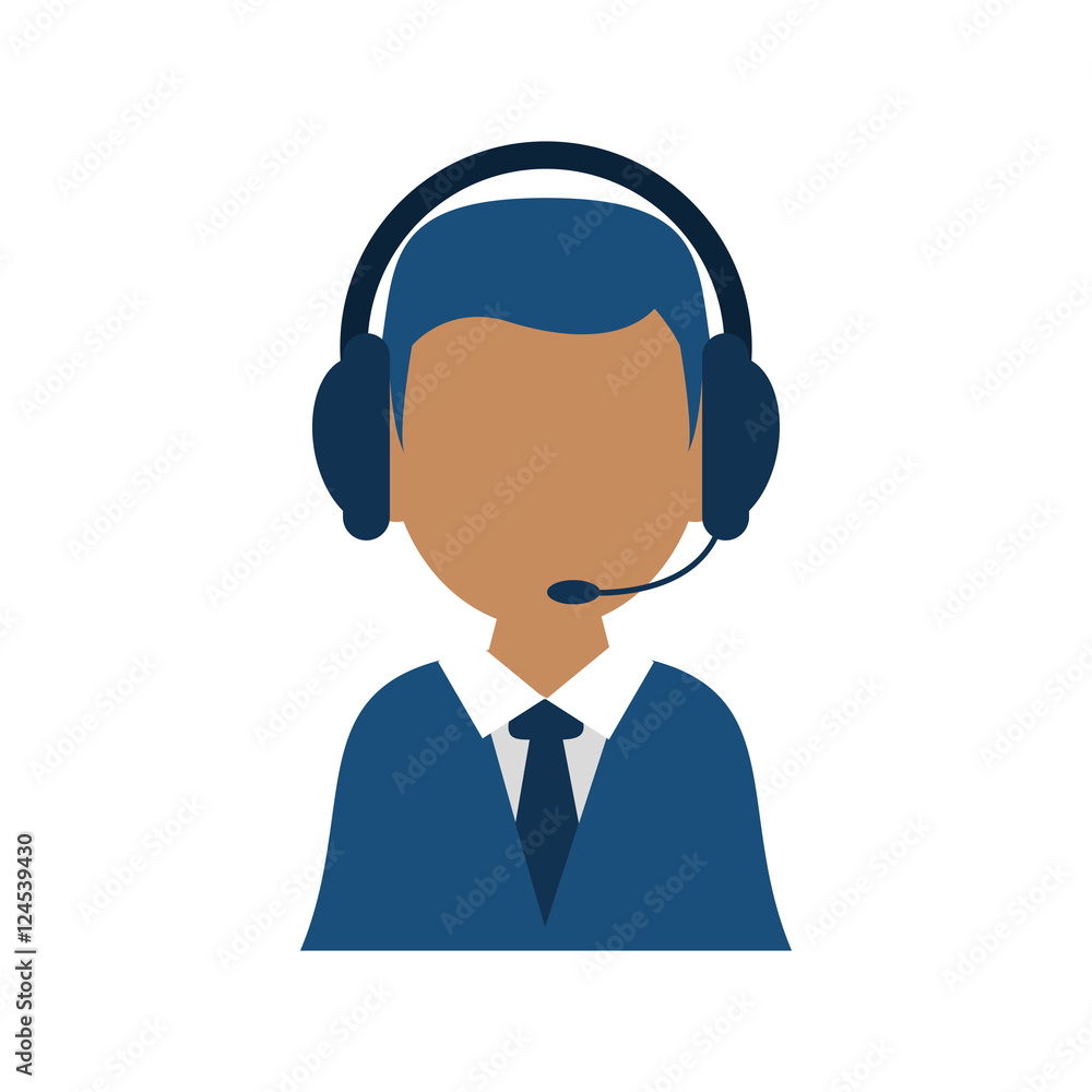 Operator man icon. Call center technical service and online support theme. Isolated design. Vector illustration Operator man icon. Call center technical service and online support theme. Isolated design. Vector illustration