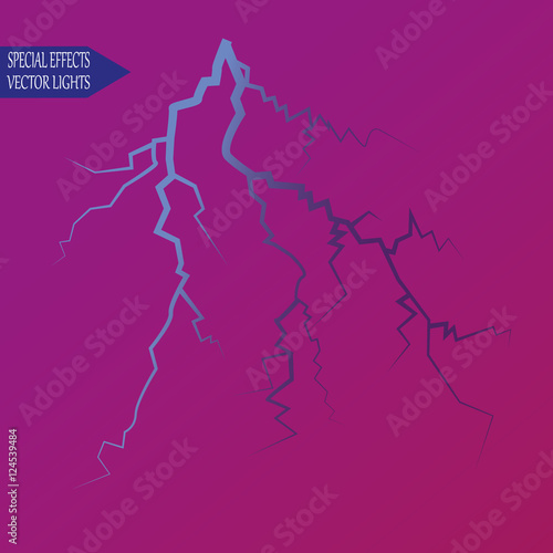 Vector lightnings. Set. Light Effects
