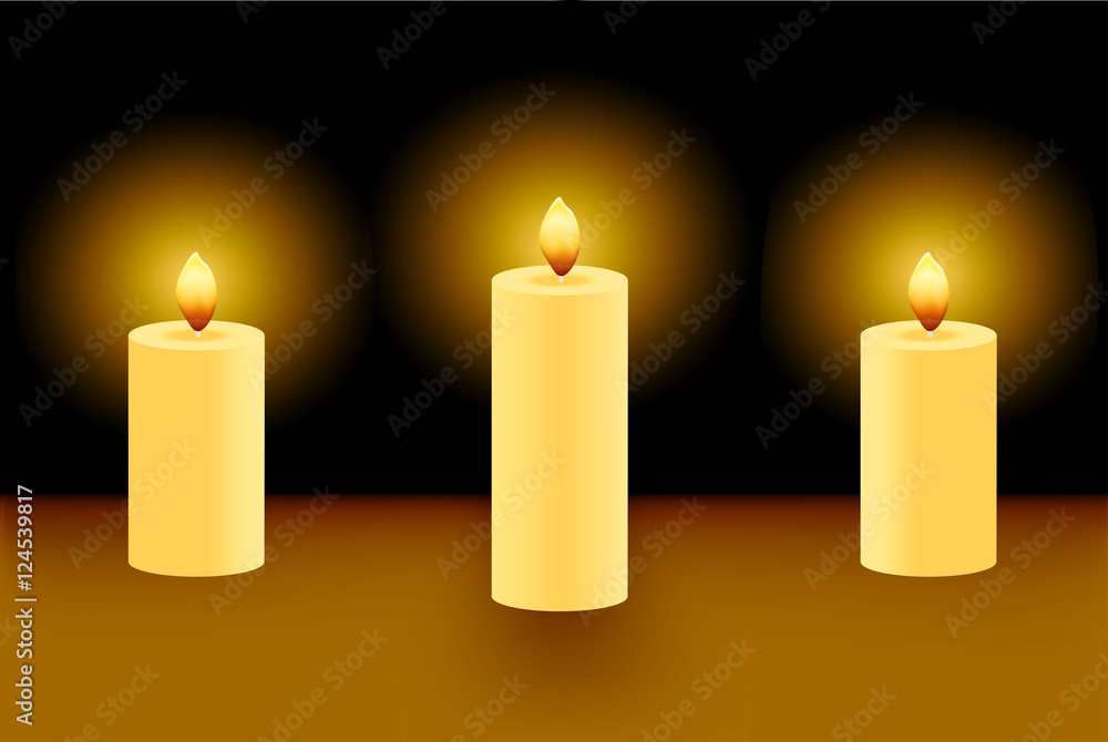 three candles on the table three candles on the table