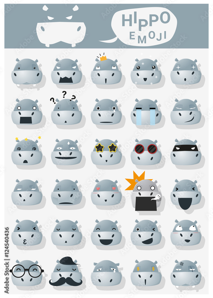 Hippopotamus emoji icons , vector , illustration