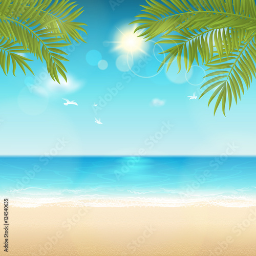 Vector summer background with space for text. Blur effect. Easy editable - all elements are separated. File contains clipping mask. © aerynrei