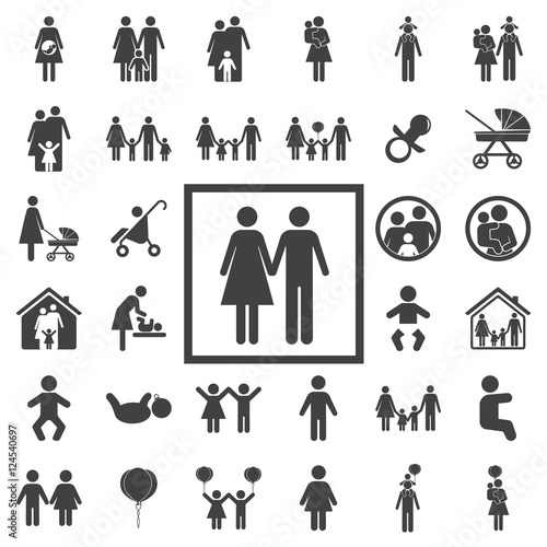 People Family Icons Set