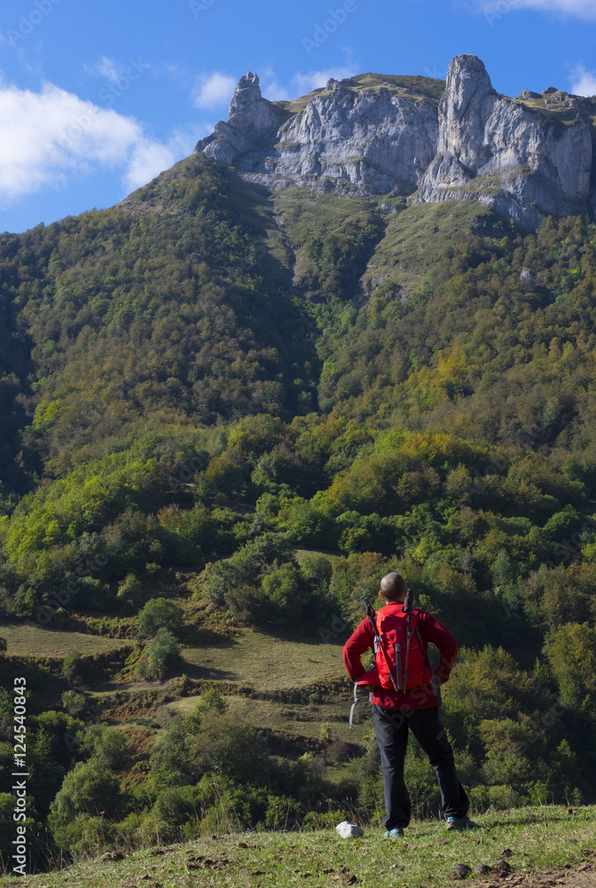 Man playing sport in the Picos de Europa National Park