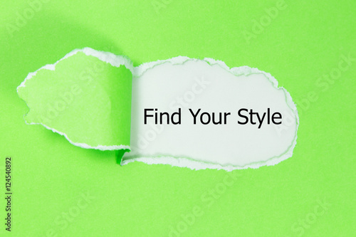 The text Find Your Style appearing behind ripped paper. 