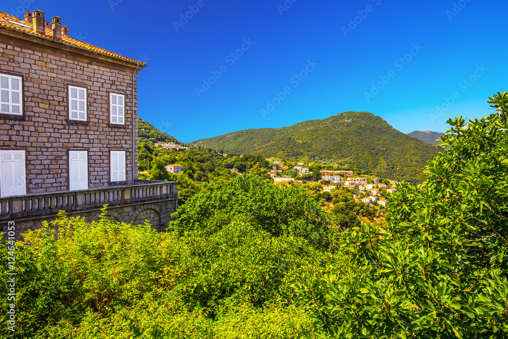 Historic town Sartene in the moutains of Corsica, France, Europe
