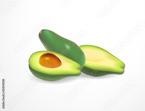 realistic avocado on light background