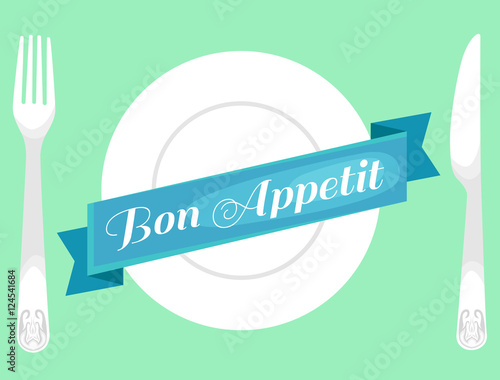 Tableware. Table setting. Etiquette. Top view. Elements for design  fork, knife.Bon appetit  illustration