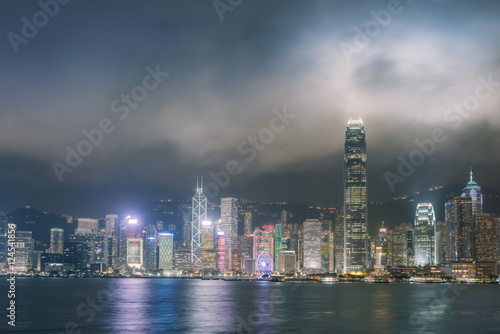 Downtown and building in Hong Kong skyline at night © kingrobert