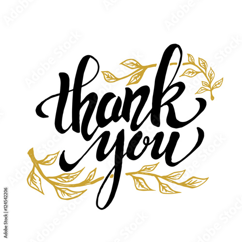 Thank you. Hand drawn lettering isolated on white background. Th