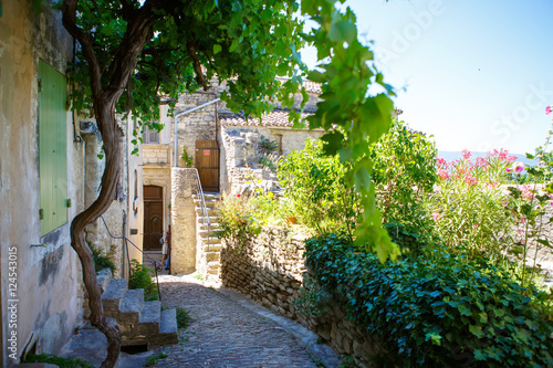 Old streets of Gordes,  town in Provence, France photo