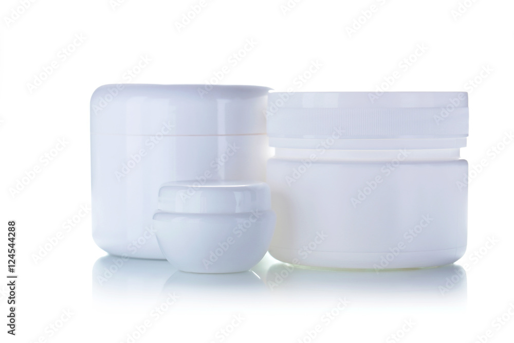 Cosmetic bottles isolated on a white background Cosmetic bottles isolated on a white background