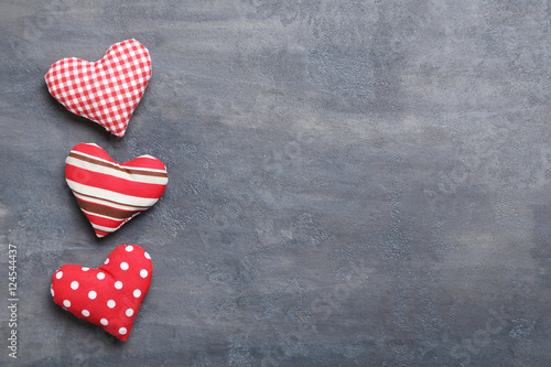 Love hearts on a grey table