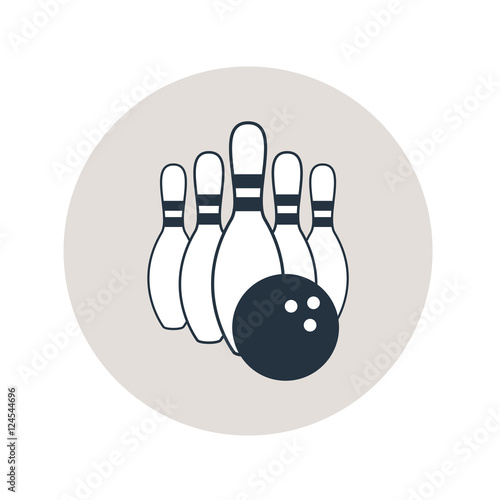 Icono plano bolos en circulo gris