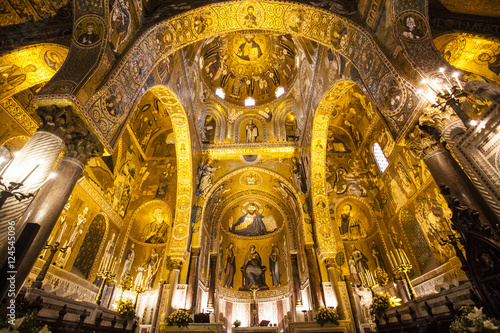 Interior of the Capella Palatina Chapel inside the Palazzo dei Normanni in Palermo  Sicily  Italy