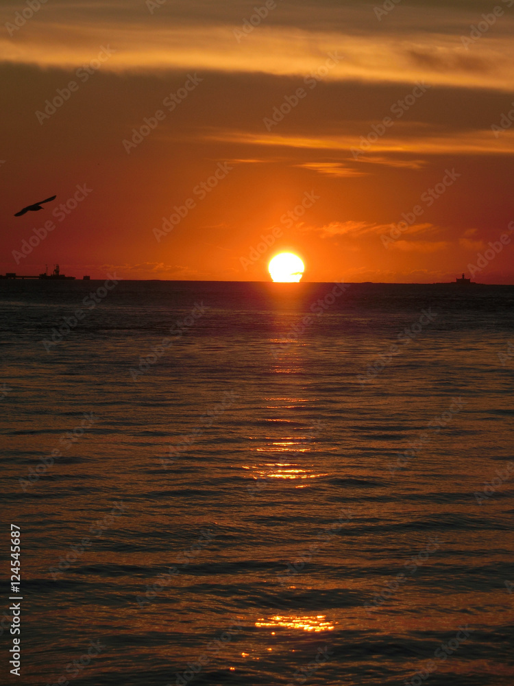 sunset over the sea in Lisbon (Portugal) sunset over the sea in Lisbon (Portugal)