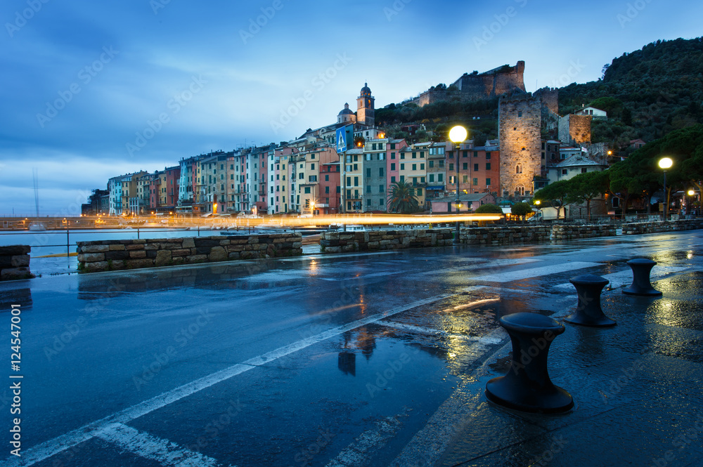 Portovenere old village on the sea. Five lands, Cinque Terre, Liguria Italy Europe.