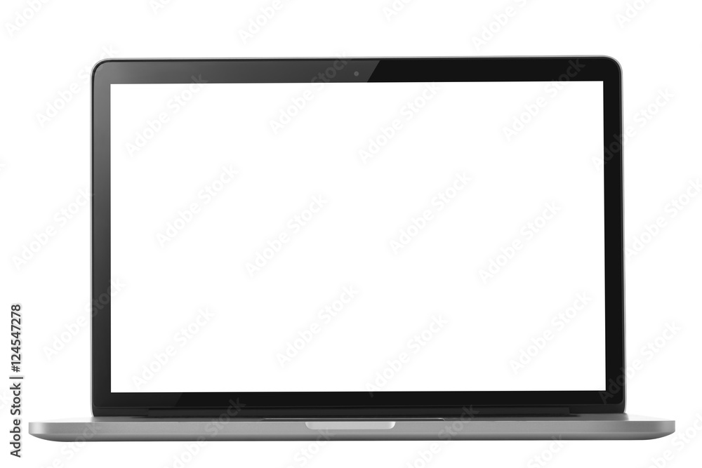 Laptop isolated on white with blank screen and clipping path Laptop isolated on white with blank screen and clipping path