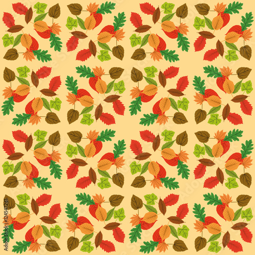 Autumn leaf design over white yellow background vector illustration
