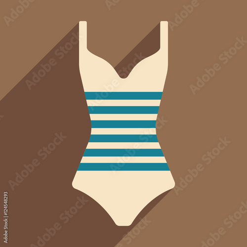 Flat with shadow icon and mobile application swimsuit