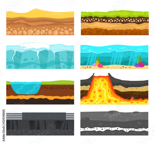 Ground slices vector set.