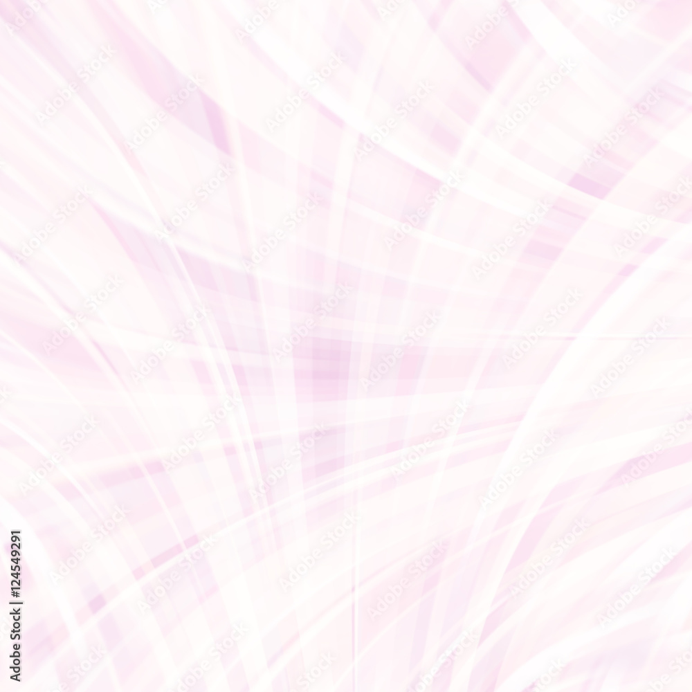Vector illustration of pastel pink abstract background with blurred light curved lines. Vector geometric illustration.
