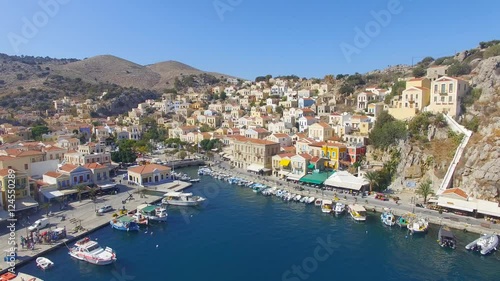 Wallpaper Mural Symi island - Aerial footage of Colorful houses and small boats at the heart of the village Torontodigital.ca