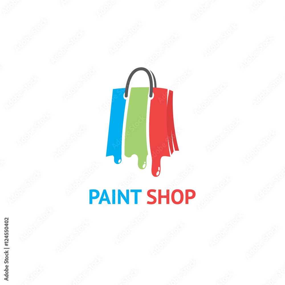 Paint shop. Shopping, sale, discount, shop or store web element. Company logo.