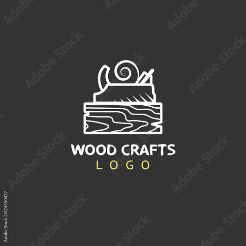 Wood crafts. Woodworking badge logo. Vector logotype template for carpenter.
