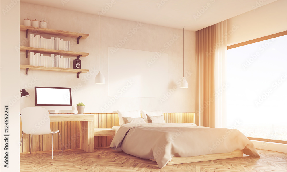 Fototapeta premium Sunlit home office and master bedroom