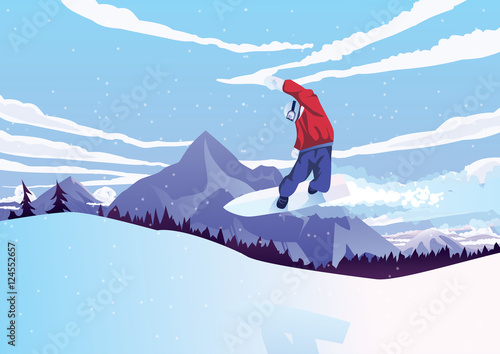 Winter sport, snowboarding - vector illustration