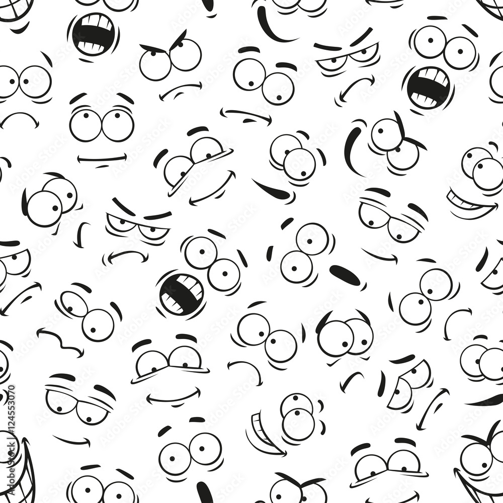 Fototapeta premium Human cartoon emoticon faces pattern