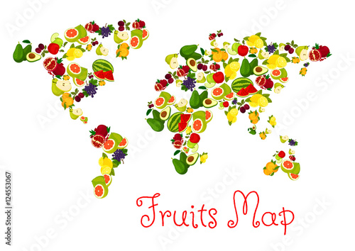 Fruits world map design element