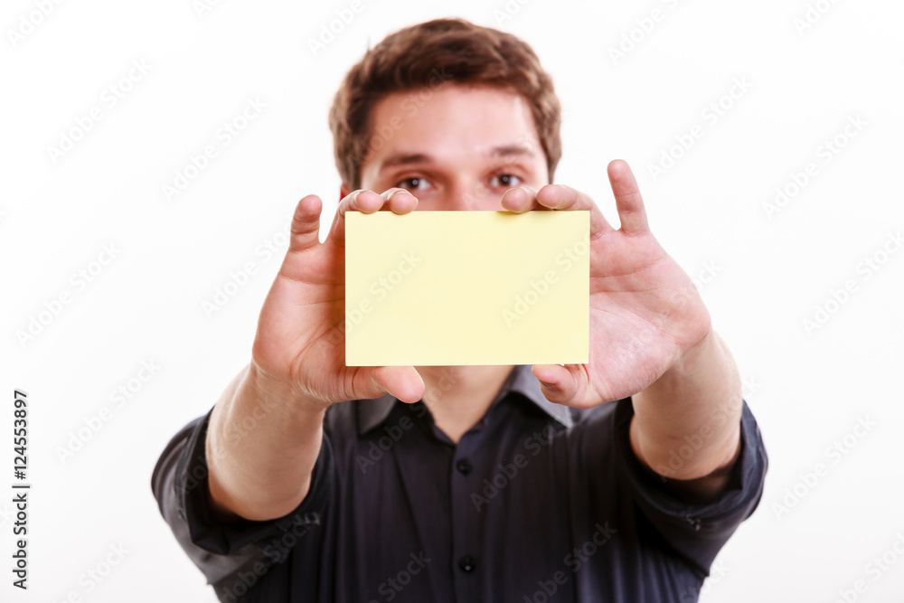Young man with piece of paper. Young man with piece of paper.