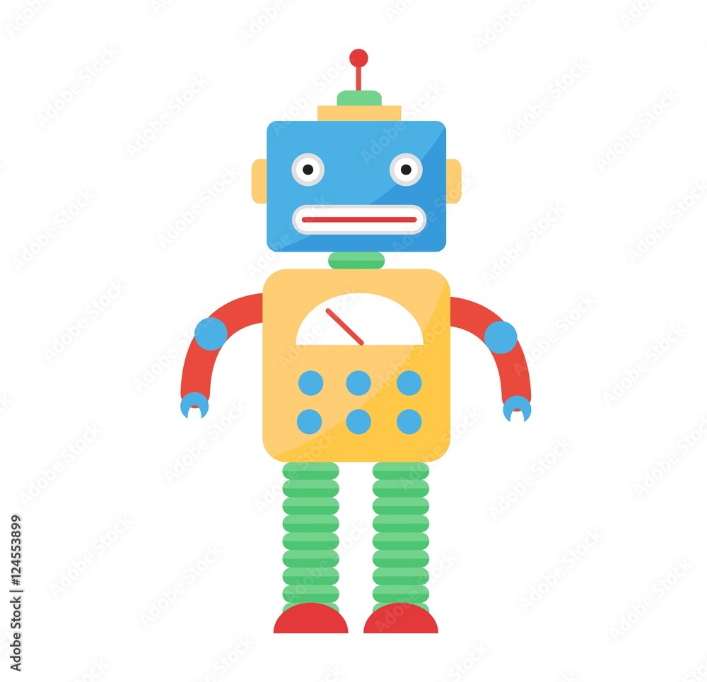 Cute toy robot vector character