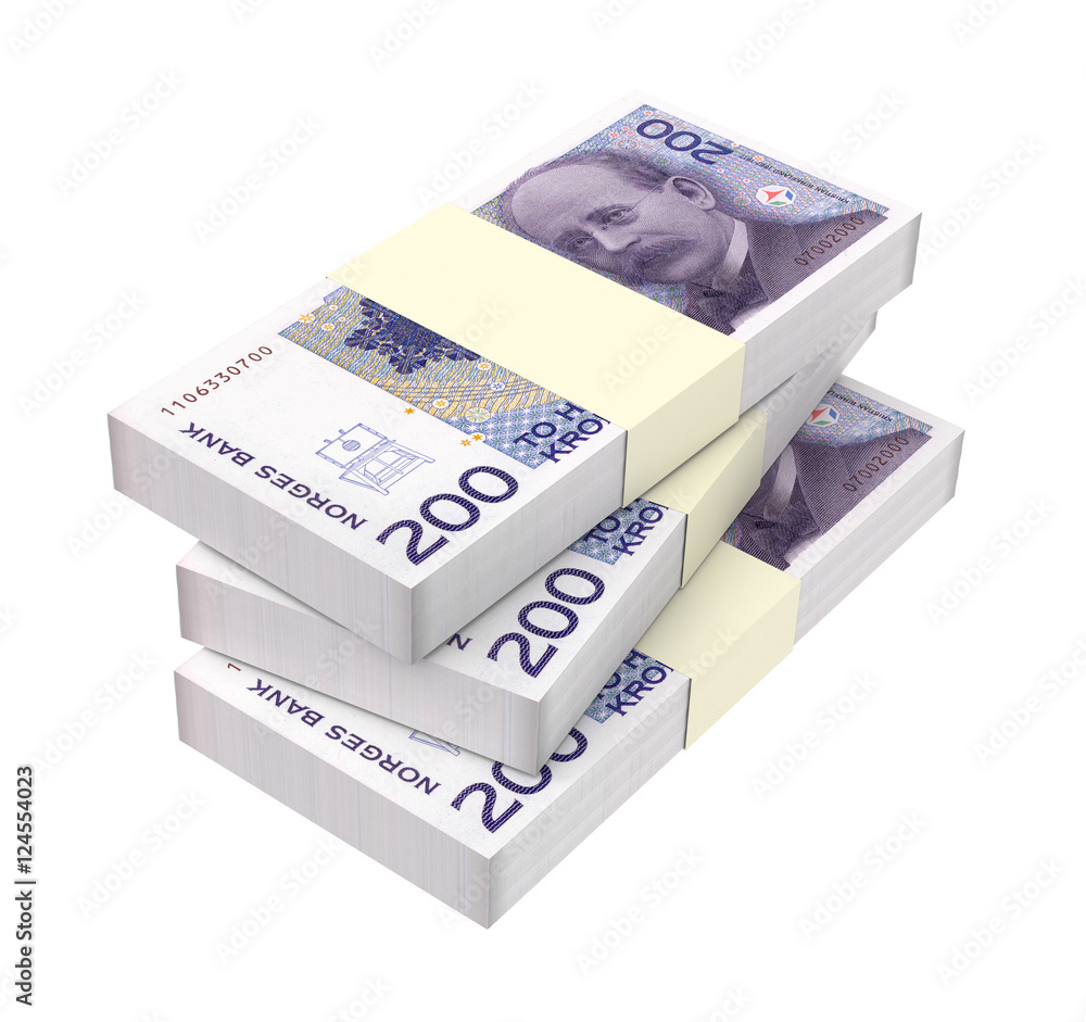 Norwegian krone isolated on white background. 3D illustration.