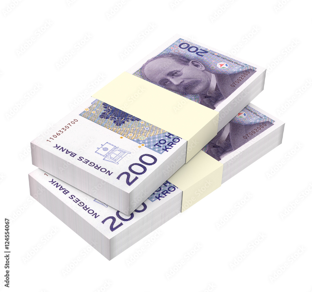 Norwegian krone isolated on white background. 3D illustration.