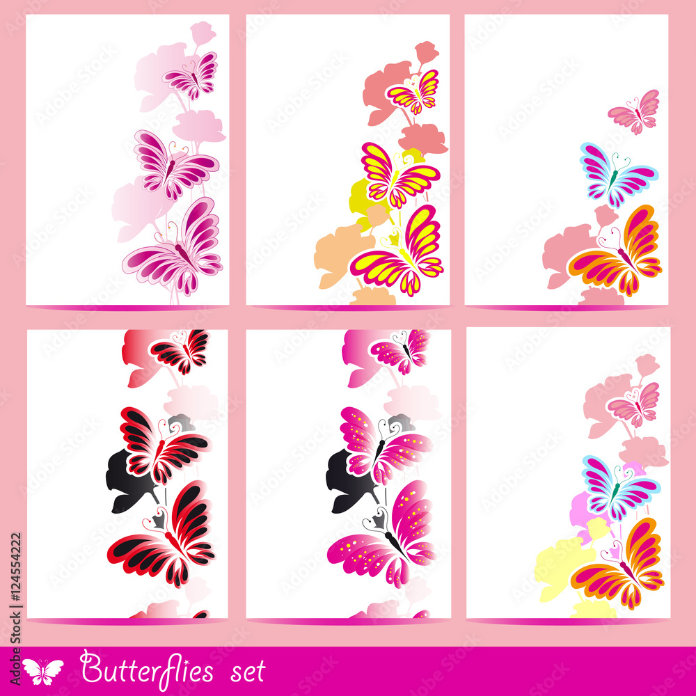 butterflies, floral card butterflies, floral card
