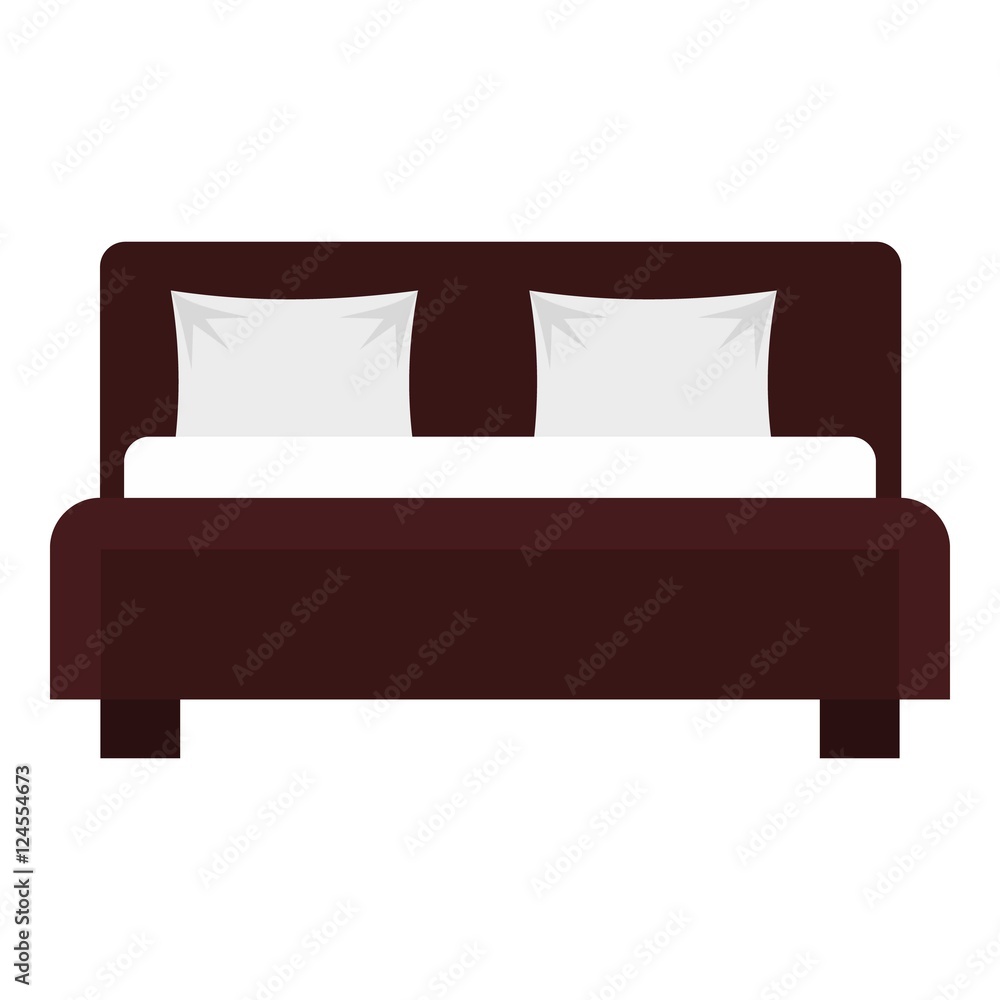 Double bed icon. Flat illustration of bed vector icon for web design