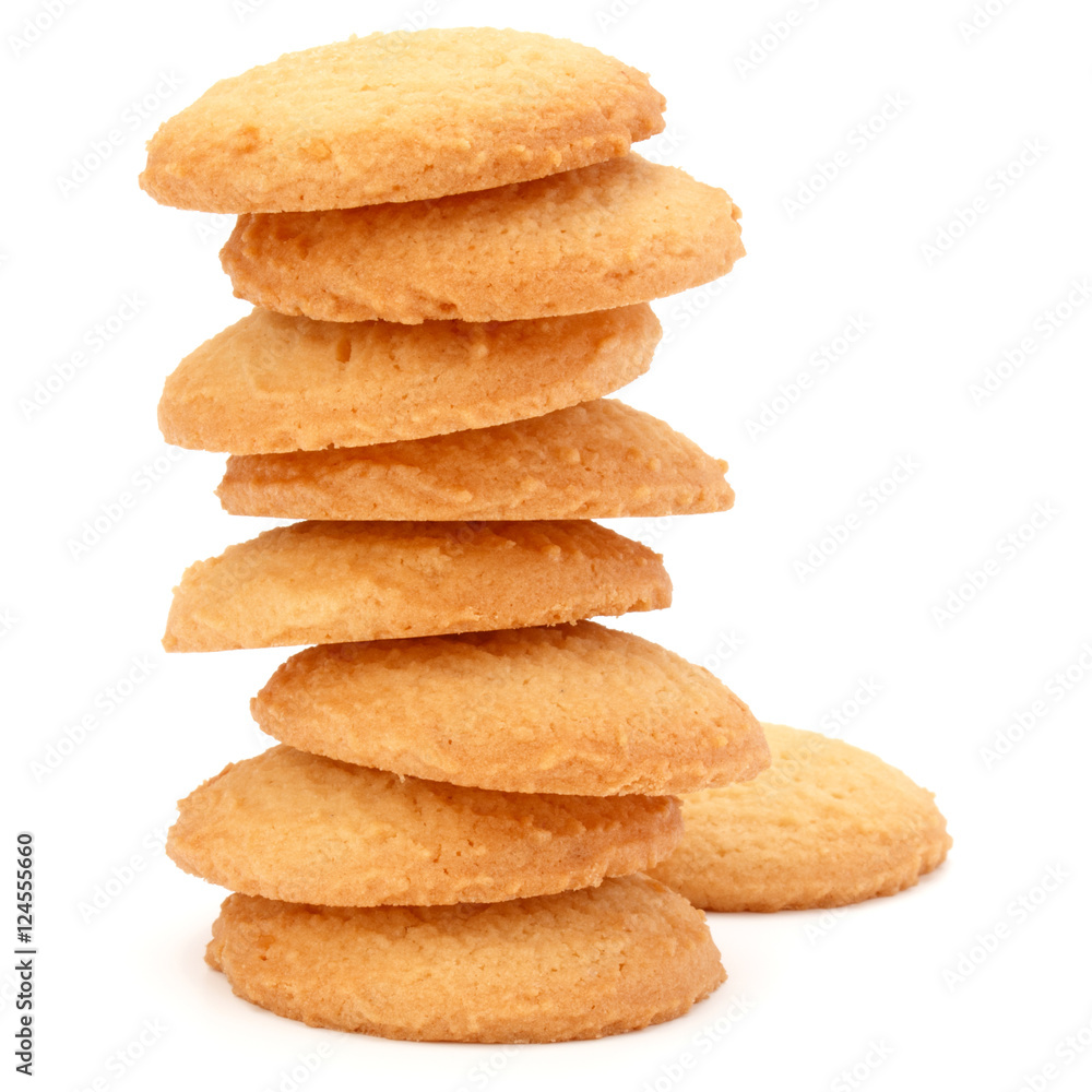 stacked short pastry cookies isolated on white background stacked short pastry cookies isolated on white background